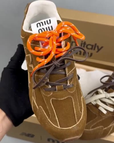 Miu Miu x New Balance 530 SL sneakers in a brown suede colorway — 5