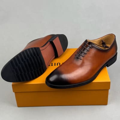 Lv men's brown leather dress shoes