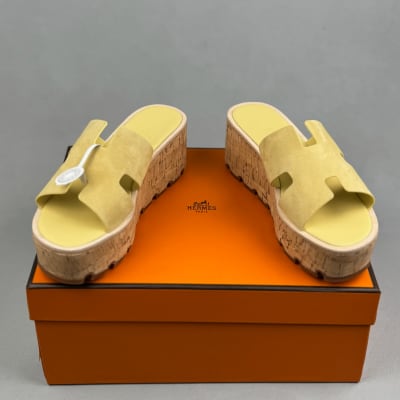 Hermès Eze 30 platform sandals Yellow suede — 4