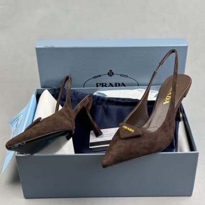 Prada slingback triangle-logo pumps