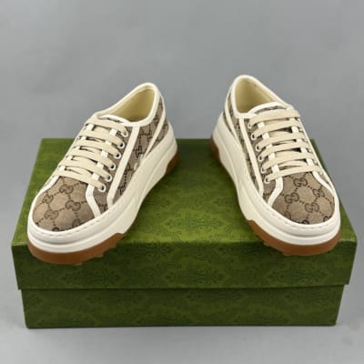 Gucci GG Canvas Sneakers in beige and white — 4