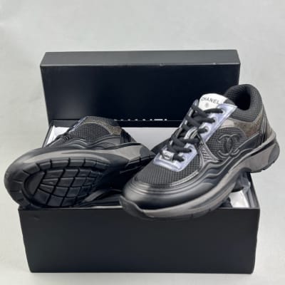 Chanel Fabric & Laminated Calfskin Stretch CC Sneakers