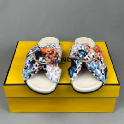 Fendi Feel fabric multicolor slide sandals — 3