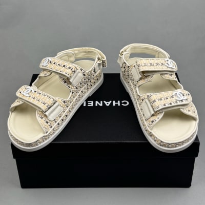 CHANEL braided fabric and leather "dad" sandals — 4