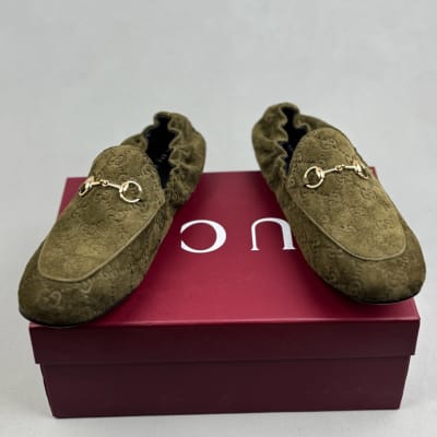 Gucci women's dark green suede loafers — 4