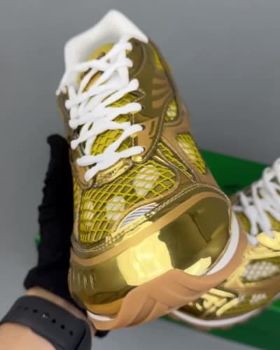 Bottega Veneta Orbit sneakers in gold and white — 5