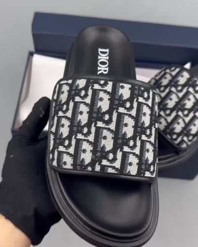 Dior Aqua sandals in black and beige Dior Oblique jacquard — 5