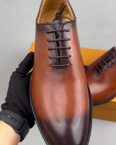 Lv men's brown leather dress shoes — 5