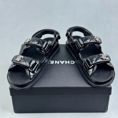 Chanel Black Quilted Leather Dad Sandals — 4