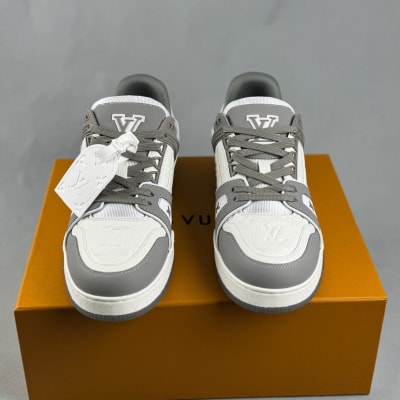 Louis Vuitton LV Trainer sneakers in grey and white leather — 3
