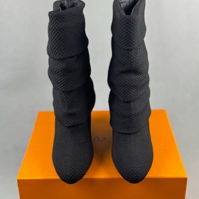 Louis Vuitton Summer Mid Wedge Boots in black bouclé knit — 3