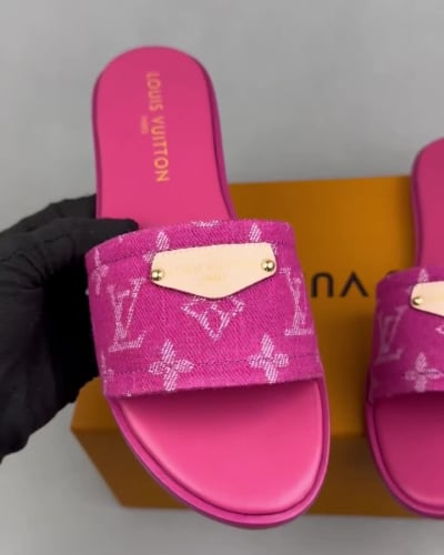 Louis Vuitton Lily Flat Mules in fuchsia pink monogram denim — 5