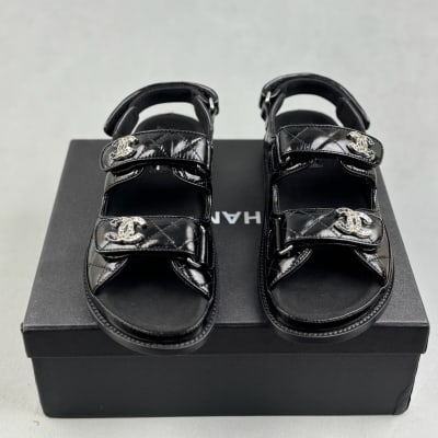 Chanel Black Quilted Leather Dad Sandals — 3