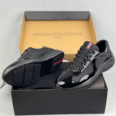 Prada America's Cup black patent leather sneakers