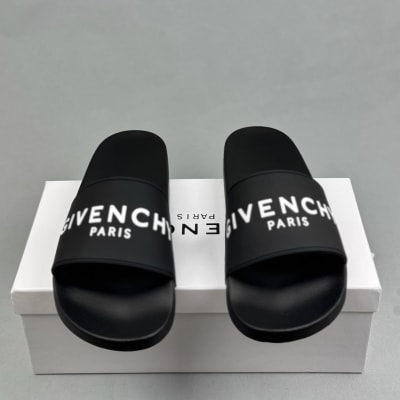 Givenchy Men's Logo Slides in black rubber — 3