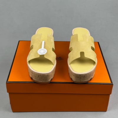 Hermès Eze 30 platform sandals Yellow suede — 3