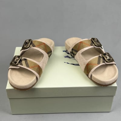 Burberry Check Suede Urchin Sandals — 4