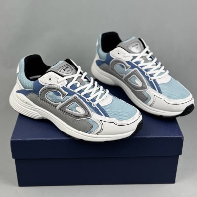 Dior B30 sneakers in light blue and grey technical mesh — 3