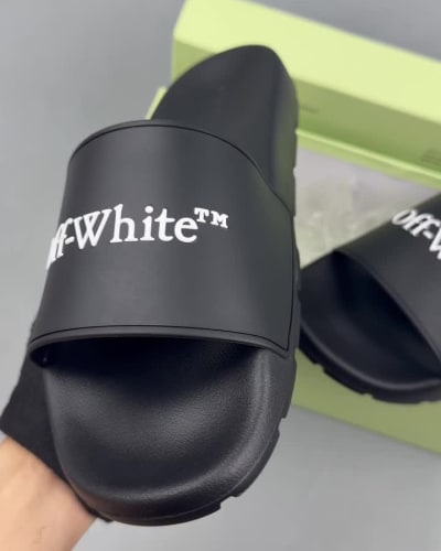Off-White Bookish slide sandals in black and white — 5