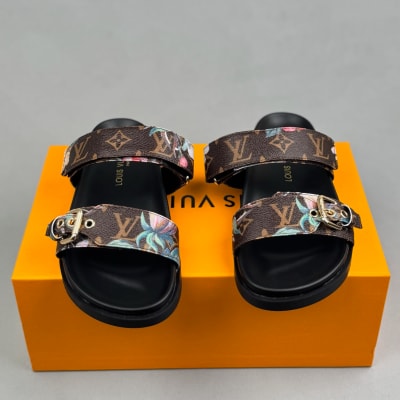 Louis Vuitton Bom Dia Comfort Mules with velcro and a gold-toned buckle — 3