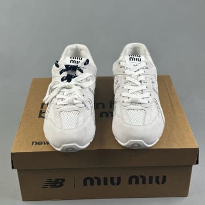 New Balance x Miu Miu 530 SL Suede & Mesh sneakers in white — 3