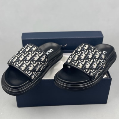 Dior Aqua sandals in black and beige Dior Oblique jacquard