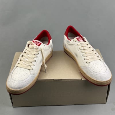 Golden Goose Ball Star sneakers in white leather with a red star and heel tab — 4