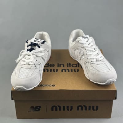 New Balance x Miu Miu 530 SL Suede & Mesh sneakers in white — 4