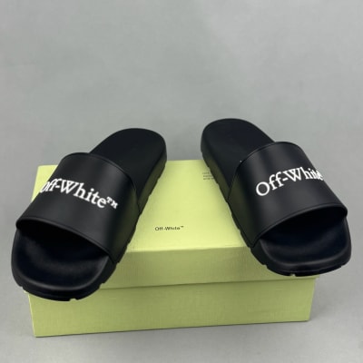 Off-White Bookish slide sandals in black and white — 4