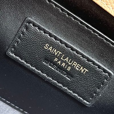 Saint Laurent grey grain de poudre textured leather envelope chain bag — 9