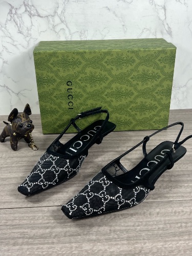 Gucci Demi crystal-embellished mesh slingback pumps — 3