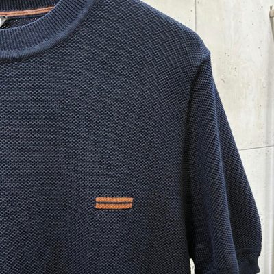 Zegna Men's Navy Blue Striped Knit T-Shirt and Shorts — 5