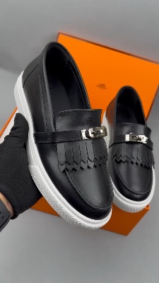HERMÈS Calfskin Game Slip-On Fringe Sneakers — 5