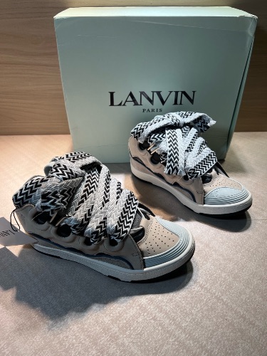 Lanvin Curb sneakers in a grey and light blue — 4