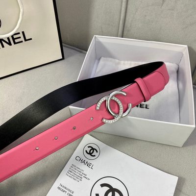 Chanel belt features a silver-toned, rhinestone-encrusted CC logo buckle — 4