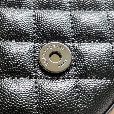 Saint Laurent grey grain de poudre textured leather envelope chain bag — 5