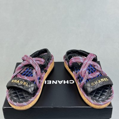Chanel 2020 Cord Lambskin Quilted Logo Sandals — 4