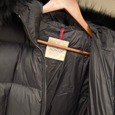 Moncler Boedic hooded shearling-trimmed long down jacket — 5