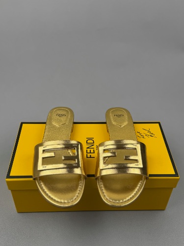 Fendi Baguette metallic gold leather sandals — 3
