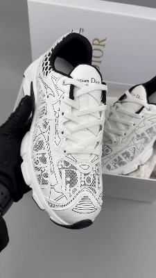 Dior Chrono Sneakers in white mesh with leather panels — 5