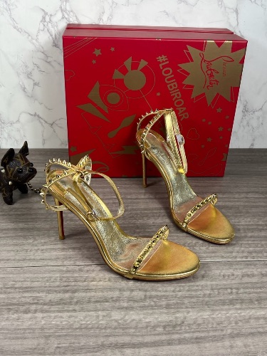 Christian Louboutin So Me 100 mm spiked gold metallic leather sandals — 4