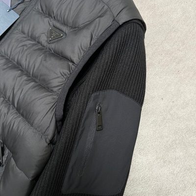 Prada padded nylon-front wool hybrid jacket — 10