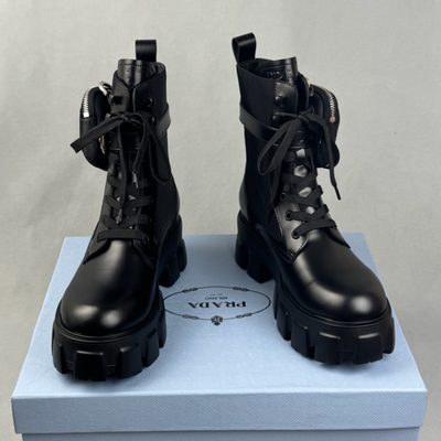 Prada Monolith Leather and Re-Nylon combat boots — 4