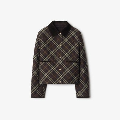 Burberry Oldham Check Quilted Jacket in the Moss Brown/Ink Grey — 5