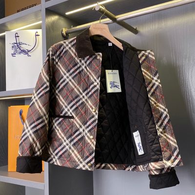 Burberry Oldham Corduroy-Trimmed Quilted Checked Cotton Jacket — 3