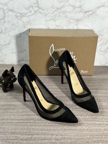 Christian Louboutin Galativi black suede and mesh pumps