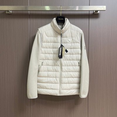Prada hybrid knit and down puffer jacket