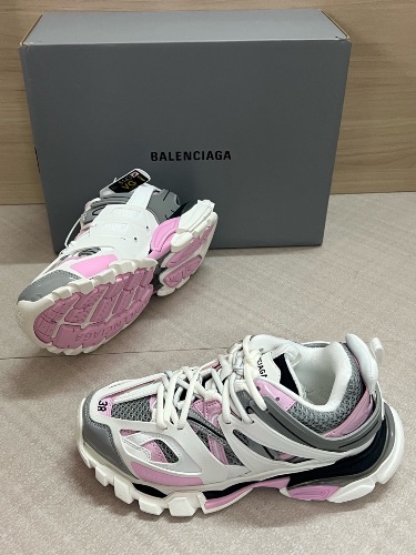 Balenciaga Track sneakers in the White, Pink, and Grey colorway