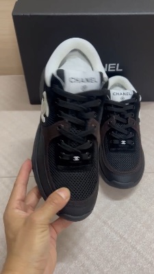 Chanel sneakers made from a mix of mesh, suede, and grained calfskin — 5