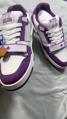 Louis Vuitton LV Trainer Monogram Strap sneakers in white and violet — 5
